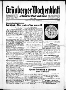 Gr&uuml;nberger Wochenblatt: Zeitung f&uuml;r Stadt und Land, No. 188. ( 14. August 1935)