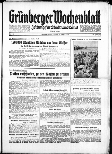 Gr&uuml;nberger Wochenblatt: Zeitung f&uuml;r Stadt und Land, No. 190. ( 16. August 1935)