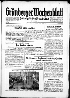 Grünberger Wochenblatt: Zeitung für Stadt und Land, No. 191. ( 17./ 18. August 1935)