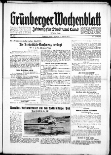 Grünberger Wochenblatt: Zeitung für Stadt und Land, No. 192. ( 19. August 1935)