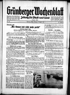 Grünberger Wochenblatt: Zeitung für Stadt und Land, No. 198. ( 26. August 1935)