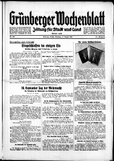Grünberger Wochenblatt: Zeitung für Stadt und Land, No. 199. ( 27. August 1935)