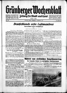 Gr&uuml;nberger Wochenblatt: Zeitung f&uuml;r Stadt und Land, No. 206. ( 4. September 1935)
