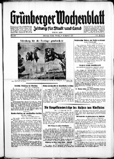 Gr&uuml;nberger Wochenblatt: Zeitung f&uuml;r Stadt und Land, No. 210. ( 9. September 1935)
