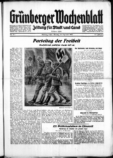 Gr&uuml;nberger Wochenblatt: Zeitung f&uuml;r Stadt und Land, No. 211. ( 10. September 1935)