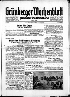 Gr&uuml;nberger Wochenblatt: Zeitung f&uuml;r Stadt und Land, No. 224. ( 25. September 1935)