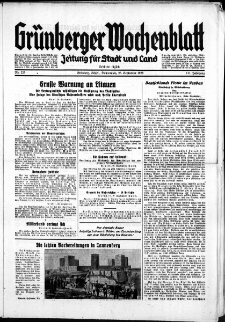 Grünberger Wochenblatt: Zeitung für Stadt und Land, No. 225. ( 26. September 1935)