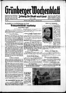 Gr&uuml;nberger Wochenblatt: Zeitung f&uuml;r Stadt und Land, No. 226. ( 27. September 1935)