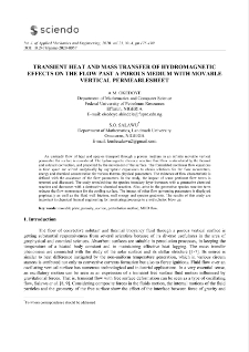 Transient heat and mass transfer of hydromagnetic effects on the flow past a porous medium with movable vertical permeablesheet