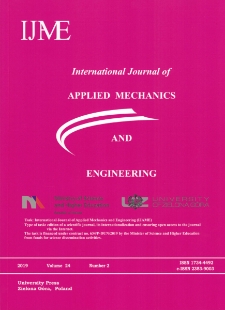 International Journal of Applied Mechanics and Engineering (IJAME), volume 24, number 2 (2019) - spis treści