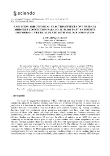 Radiation and chemical reaction effects on unsteady MHD free convection parabolic flow past an infinite isothermal vertical plate with viscous dissipation
