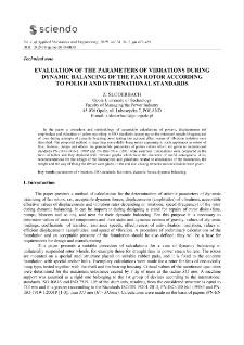 Evaluation of the parameters of vibrations during dynamic balancing of the fan rotor according to polish and international standards