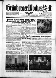 Gr&uuml;nberger Wochenblatt: Zeitung f&uuml;r Stadt und Land, No. 11. ( 13. Januar 1939)