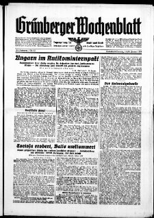 Grünberger Wochenblatt: Zeitung für Stadt und Land, No. 12. ( 14./ 15. Januar 1939)