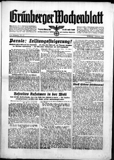 Gr&uuml;nberger Wochenblatt: Zeitung f&uuml;r Stadt und Land, No. 27. ( 1. Februar 1939)