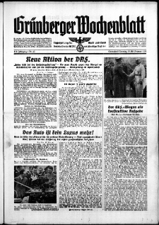 Gr&uuml;nberger Wochenblatt: Zeitung f&uuml;r Stadt und Land, No. 42. ( 18./ 19. Februar 1939)