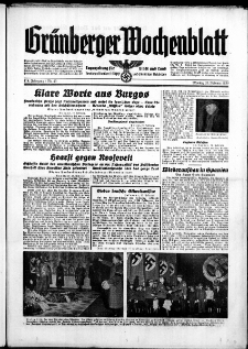 Gr&uuml;nberger Wochenblatt: Zeitung f&uuml;r Stadt und Land, No. 43. ( 20. Februar 1939)