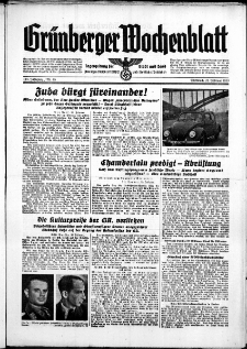 Gr&uuml;nberger Wochenblatt: Zeitung f&uuml;r Stadt und Land, No. 45. ( 22. Februar 1939)