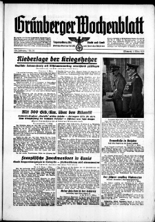 Gr&uuml;nberger Wochenblatt: Zeitung f&uuml;r Stadt und Land, No. 51. ( 1. M&auml;rz 1939)