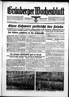 Gr&uuml;nberger Wochenblatt: Zeitung f&uuml;r Stadt und Land, No. 52. ( 2. M&auml;rz 1939)