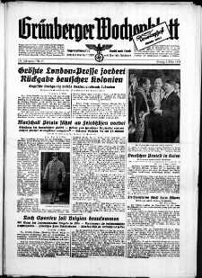Gr&uuml;nberger Wochenblatt: Zeitung f&uuml;r Stadt und Land, No. 53. ( 3. M&auml;rz 1939)