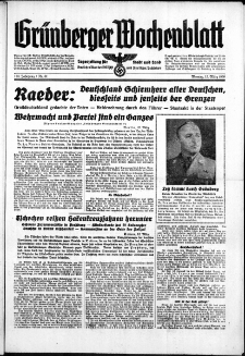 Grünberger Wochenblatt: Zeitung für Stadt und Land, No. 61. ( 13. März 1939)