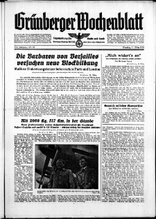 Grünberger Wochenblatt: Zeitung für Stadt und Land, No. 68. ( 21. März 1939)