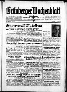 Gr&uuml;nberger Wochenblatt: Zeitung f&uuml;r Stadt und Land, No. 74. ( 28. M&auml;rz 1939)