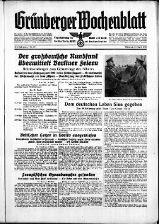 Grünberger Wochenblatt: Zeitung für Stadt und Land, No. 91. ( 19. April 1939)