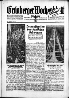 Grünberger Wochenblatt: Zeitung für Stadt und Land, No. 92. ( 21. April 1939)