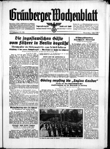 Gr&uuml;nberger Wochenblatt: Zeitung f&uuml;r Stadt und Land, No. 124. ( 1. Juni 1939)