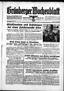 Gr&uuml;nberger Wochenblatt: Zeitung f&uuml;r Stadt und Land, No. 157. ( 10. Juli 1939)
