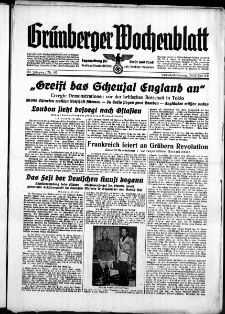 Grünberger Wochenblatt: Zeitung für Stadt und Land, No. 162. ( 15./ 16. Juli 1939)
