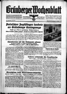 Grünberger Wochenblatt: Zeitung für Stadt und Land, No. 180. ( 5./6. August 1939)
