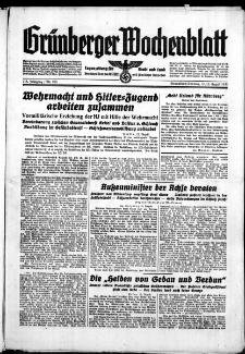 Grünberger Wochenblatt: Zeitung für Stadt und Land, No. 186. ( 12./13. August 1939)