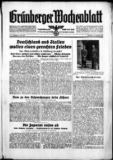 Grünberger Wochenblatt: Zeitung für Stadt und Land, No. 187. ( 14. August 1939)