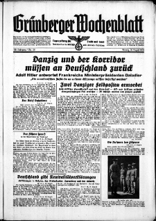 Grünberger Wochenblatt: Zeitung für Stadt und Land, No. 199. ( 28. August 1939)