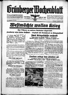 Grünberger Wochenblatt: Zeitung für Stadt und Land, No. 205. ( 4. September 1939)