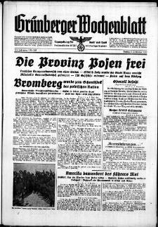 Grünberger Wochenblatt: Zeitung für Stadt und Land, No. 209. ( 8. September 1939)