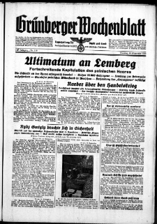 Grünberger Wochenblatt: Zeitung für Stadt und Land, No. 218. ( 19. September 1939)