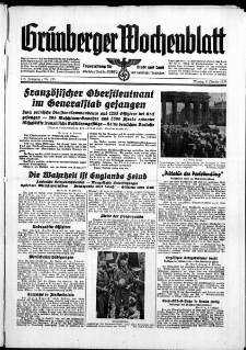 Grünberger Wochenblatt: Zeitung für Stadt und Land, No. 235. ( 9. Oktober 1939)