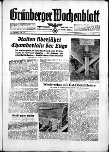 Grünberger Wochenblatt: Zeitung für Stadt und Land, No. 240. ( 14./ 15. Oktober 1939)