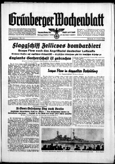 Gr&uuml;nberger Wochenblatt: Zeitung f&uuml;r Stadt und Land, No. 243. ( 18. Oktober 1939)