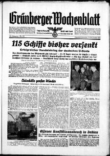 Grünberger Wochenblatt: Zeitung für Stadt und Land, No. 252. ( 28./ 29. Oktober 1939)