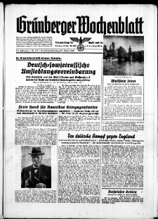 Gr&uuml;nberger Wochenblatt: Zeitung f&uuml;r Stadt und Land, No. 258. ( 4./5. November 1939)