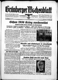 Gr&uuml;nberger Wochenblatt: Zeitung f&uuml;r Stadt und Land, No. 260. ( 7. November 1939)