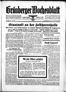Gr&uuml;nberger Wochenblatt: Zeitung f&uuml;r Stadt und Land, No. 264. ( 11./ 12. November 1939)
