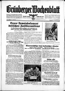 Gr&uuml;nberger Wochenblatt: Zeitung f&uuml;r Stadt und Land, No. 266. ( 14. November 1939)