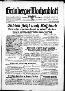 Gr&uuml;nberger Wochenblatt: Zeitung f&uuml;r Stadt und Land, No. 275. ( 24. November 1939)