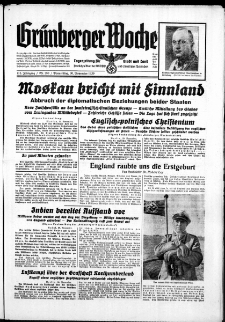 Grünberger Wochenblatt: Zeitung für Stadt und Land, No. 280. ( 30. November 1939)